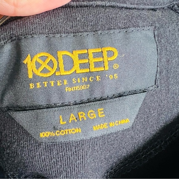 10 Deep Slanted Logo Graphic Palm Tree Print 3/4 Raglan Sleeve Baseball Tshirt - Picture 6 of 6